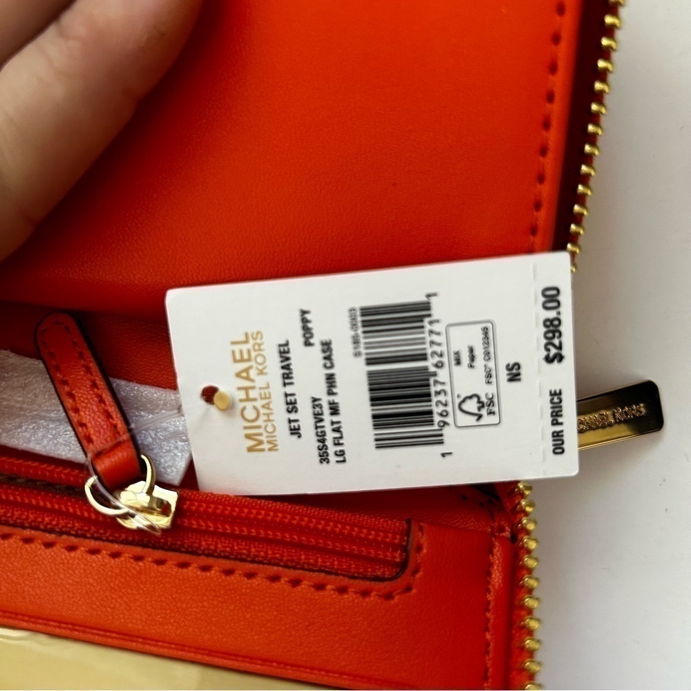 Michael Kors Jet Set Wallet Woven Wristlet Orange New With Tags - Picture 4 of 5